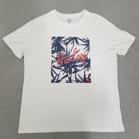 Hurley Shirt Mens XL White Short Sleeve Crew Neck Spell Out Logo - Picture 1 of 10